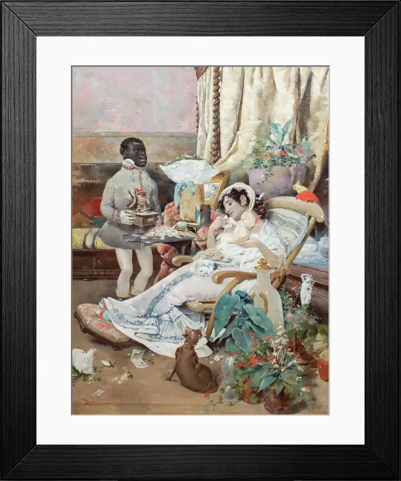 Framed Print : The paggio and the duchess, 1862. Creator: Busi, Luigi (1837-1884) Framed Print : The paggio and the duchess, 1862. Creator: Busi, Luigi (1837-1884)