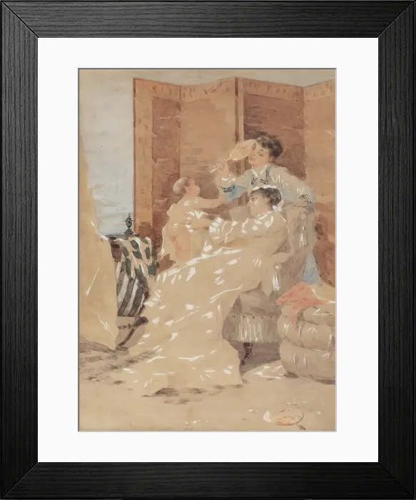 Framed Print : Le gioie materne (Mütterliche Freuden). Creator: Busi, Luigi (1837-1884) Framed Print : Le gioie materne (Mütterliche Freuden). Creator: Busi, Luigi (1837-1884)
