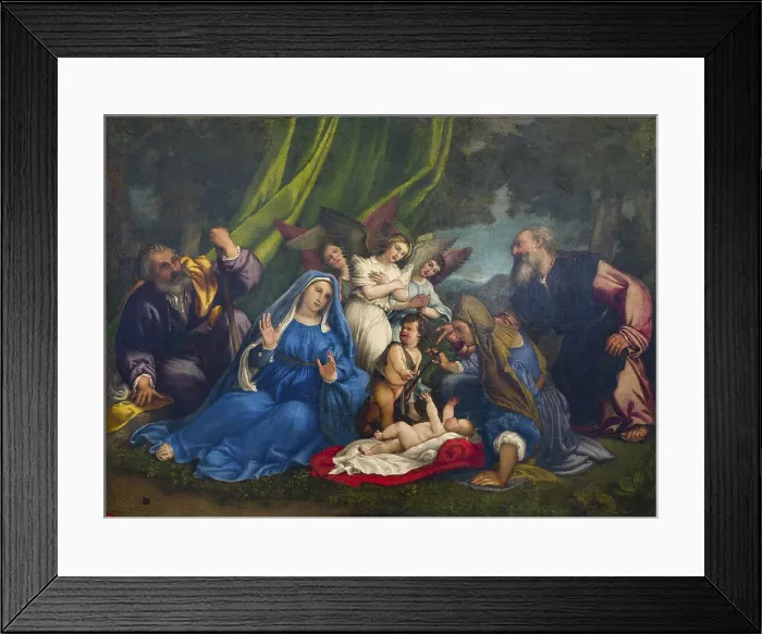 Framed Print : The Adoration of the Christ Child, 1546-1549. Creator: Lotto, Lorenzo (1480-1556) Framed Print : The Adoration of the Christ Child, 1546-1549. Creator: Lotto, Lorenzo (1480-1556)