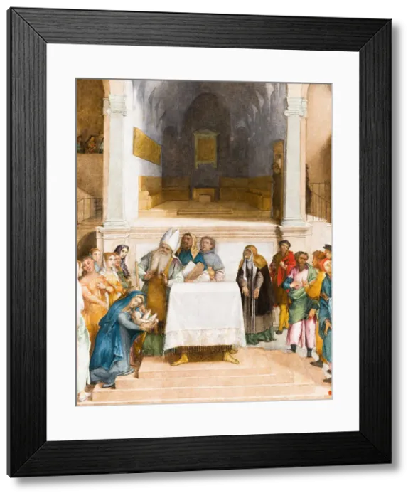 Framed Print : The Presentation of Christ in the Temple, c.1555. Creator: Lotto, Lorenzo (1480-1556) Framed Print : The Presentation of Christ in the Temple, c.1555. Creator: Lotto, Lorenzo (1480-1556)