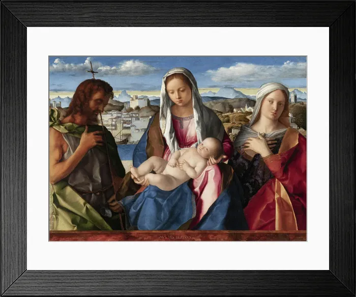 Framed Print : Madonna and Child between John the Baptist and a Saint (Sacra Conversazione Giovanelli), 1504. Creator: Bellini, Giovanni (1430-1516) Framed Print : Madonna and Child between John the Baptist and a Saint (Sacra Conversazione Giovanelli), 1504. Creator: Bellini, Giovanni (1430-1516)