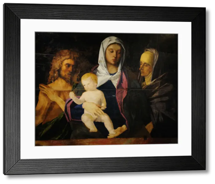 Framed Print : Madonna and Child with Saints Anne and John the Baptist, 15th century. Creator: Bellini, Giovanni (1430-1516)