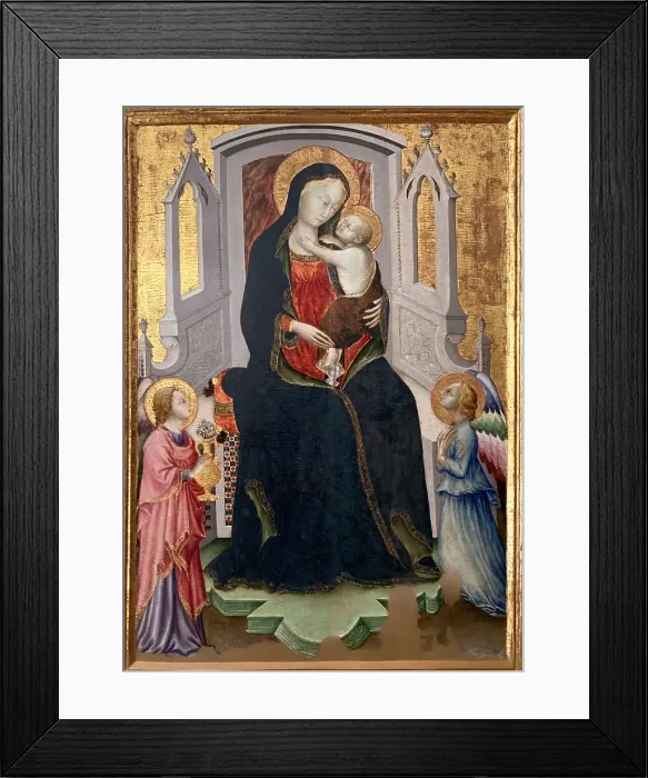 Framed Print : Enthroned Madonna and Child with two angels, 1428-1429. Creator: Arcangelo di Cola (active 1416-1429) Framed Print : Enthroned Madonna and Child with two angels, 1428-1429. Creator: Arcangelo di Cola (active 1416-1429)