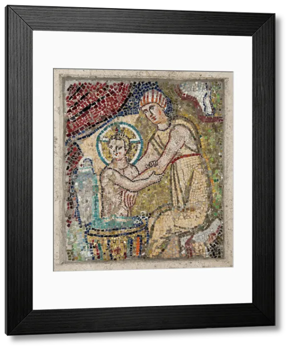 Framed Print : The ablution of the child, 705-707. Creator: Byzantine Master Framed Print : The ablution of the child, 705-707. Creator: Byzantine Master