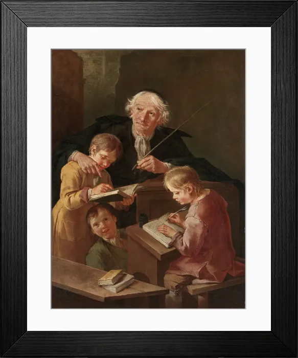 Framed Print : La lezione del maestro (Der Unterricht des Meisters), c.1720-1730. Creator: Cipper, Giacomo Francesco (1664-1736)