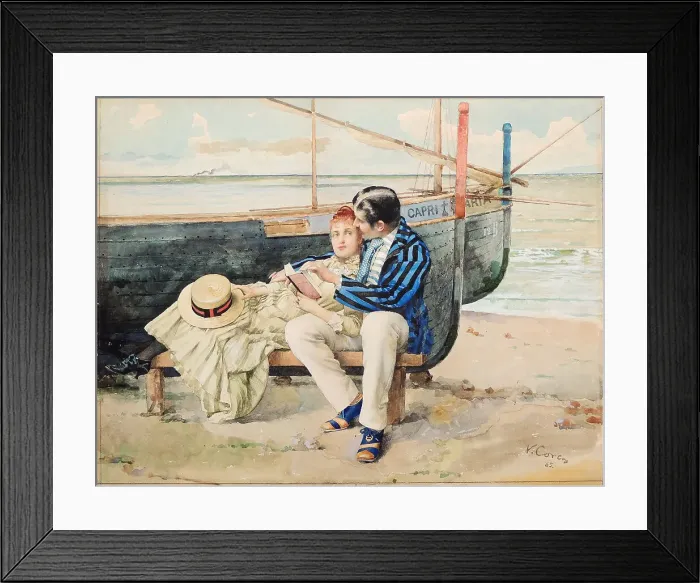 Framed Print : honeymoon, 1885. Creator: Corcos, Vittorio Matteo (1859-1933) Framed Print : honeymoon, 1885. Creator: Corcos, Vittorio Matteo (1859-1933)