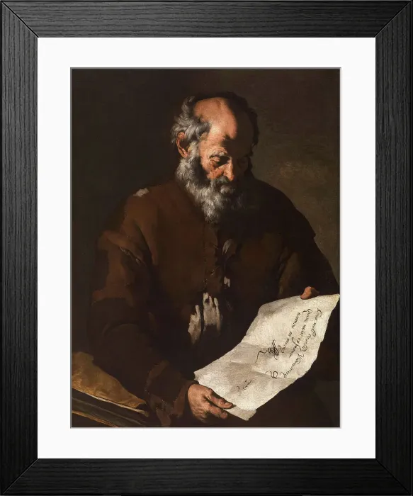 Framed Print : Old man with scroll, c.1650. Creator: Master of the Annunciation to the Shepherds (active 1620-1660) Framed Print : Old man with scroll, c.1650. Creator: Master of the Annunciation to the Shepherds (active 1620-1660)