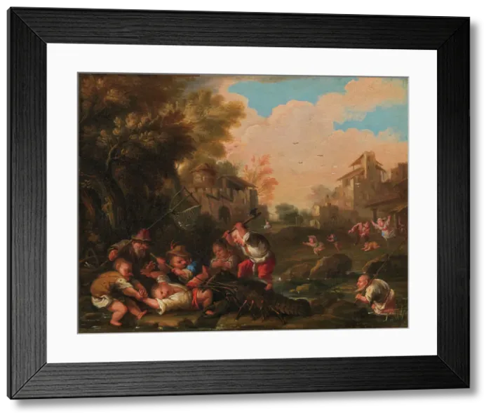 Framed Print : Lotta contro il gambero (Fight against the shrimp), c.1730-1740. Creator: Bocchi, Faustino (1659-1742) Framed Print : Lotta contro il gambero (Fight against the shrimp), c.1730-1740. Creator: Bocchi, Faustino (1659-1742)