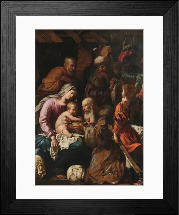 Framed Print : The Adoration of the Magi, 1640. Creator: Miradori, Luigi (around 1600 / 10-um 1656) Framed Print : The Adoration of the Magi, 1640. Creator: Miradori, Luigi (around 1600 / 10-um 1656)