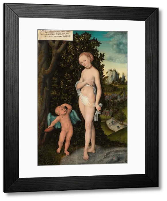 Framed Print : Venus with Cupid as a honey thief, 1530. Creator: Cranach, Lucas, the Elder (1472-1553) Framed Print : Venus with Cupid as a honey thief, 1530. Creator: Cranach, Lucas, the Elder (1472-1553)
