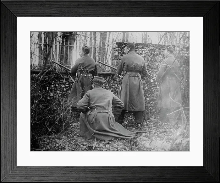 Framed Print : Old French soldiers guarding chateau, between 1914 and c1915. Creator: Bain News Service Framed Print : Old French soldiers guarding chateau, between 1914 and c1915. Creator: Bain News Service