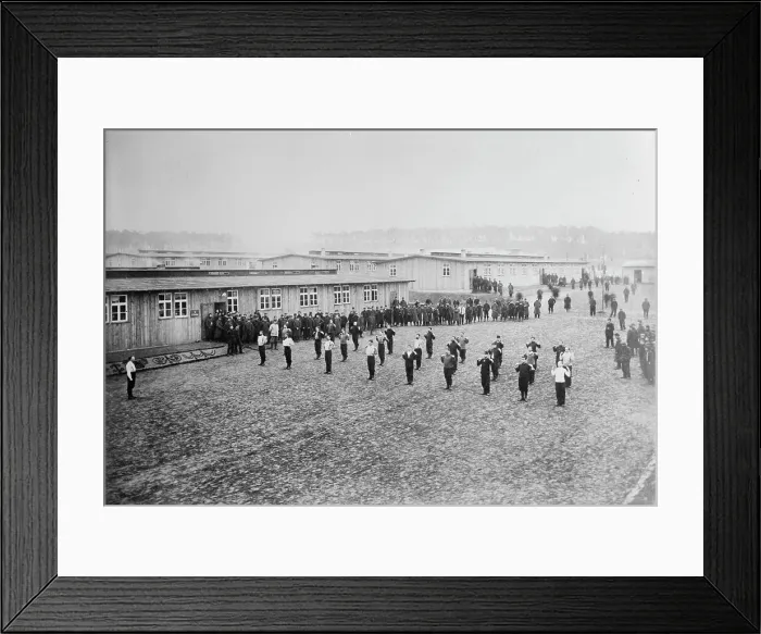 Framed Print : Prison camp, Zossen, exercise, between 1914 and c1915. Creator: Bain News Service Framed Print : Prison camp, Zossen, exercise, between 1914 and c1915. Creator: Bain News Service