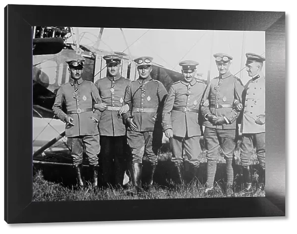 Aviators decorated with iron cross: Saenger, Baas, Hahn, Ingold, Hug... between c1910 and c1915. Creator: Bain News Service