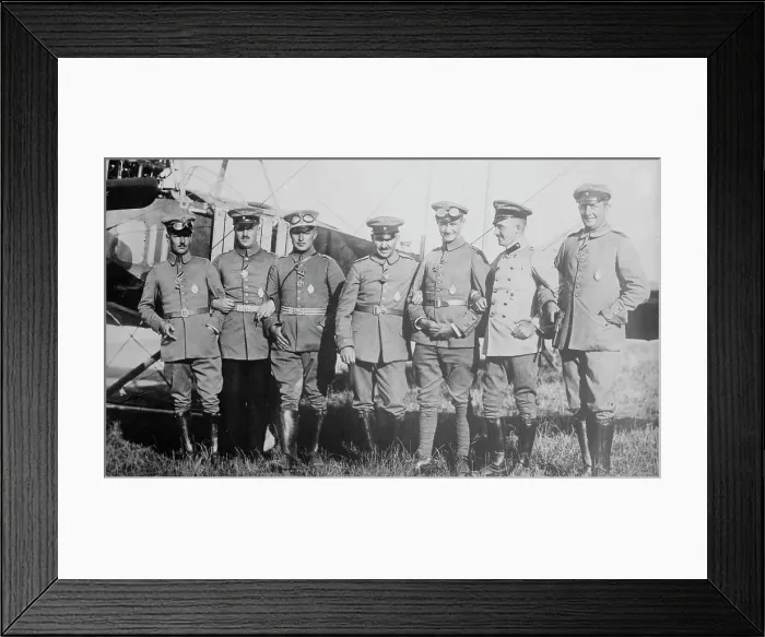 Framed Print : Aviators decorated with iron cross: Saenger, Baas, Hahn, Ingold, Hug... between c1910 and c1915. Creator: Bain News Service Framed Print : Aviators decorated with iron cross: Saenger, Baas, Hahn, Ingold, Hug... between c1910 and c1915. Creator: Bain News Service