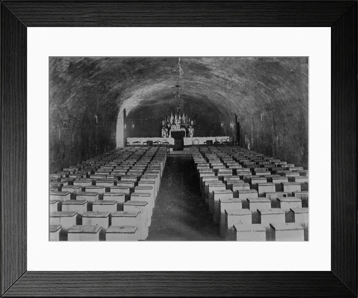 Framed Print : Rheims, wine vault used as Chapel, between c1910 and c1915. Creator: Bain News Service Framed Print : Rheims, wine vault used as Chapel, between c1910 and c1915. Creator: Bain News Service