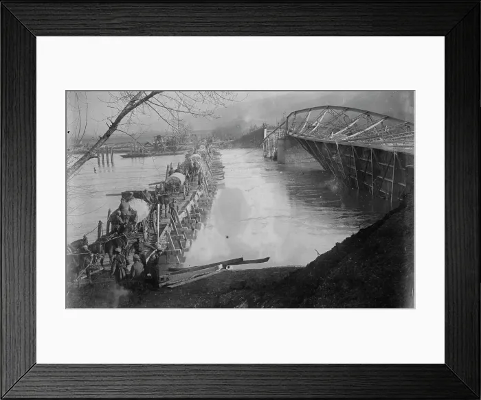 Framed Print : Wrecked bridge over Morawa [i.e. Morava], between c1915 and c1920. Creator: Bain News Service