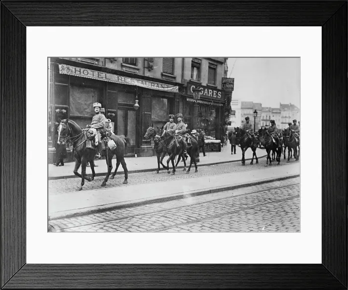 Framed Print : German Hussars in Antwerp, between c1914 and c1915. Creator: Bain News Service Framed Print : German Hussars in Antwerp, between c1914 and c1915. Creator: Bain News Service