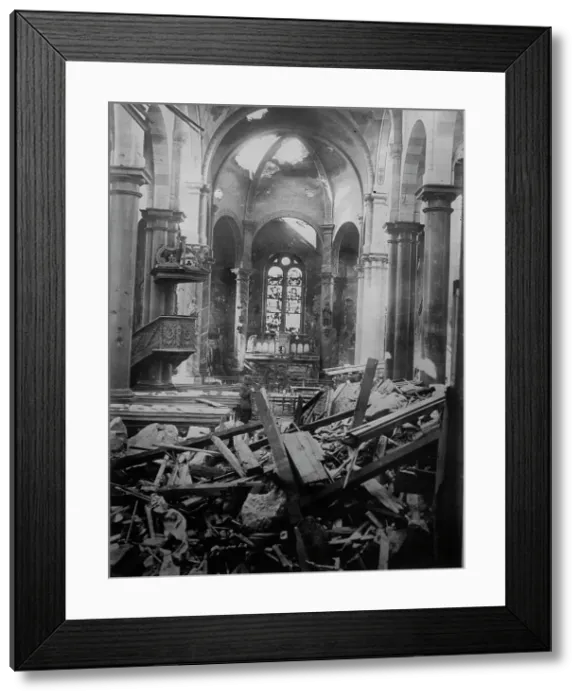 Framed Print : Longwy, Church wrecked by aeroplanes, 5 Feb 1916. Creator: Bain News Service Framed Print : Longwy, Church wrecked by aeroplanes, 5 Feb 1916. Creator: Bain News Service