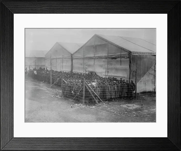 Framed Print : Prisoners in detention pen, Germany, between c1915 and c1916. Creator: Bain News Service Framed Print : Prisoners in detention pen, Germany, between c1915 and c1916. Creator: Bain News Service