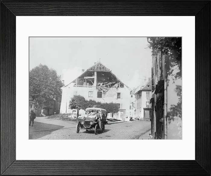 Framed Print : American Ambulance at Thann, Alsace, between c1915 and c1920. Creator: Bain News Service Framed Print : American Ambulance at Thann, Alsace, between c1915 and c1920. Creator: Bain News Service