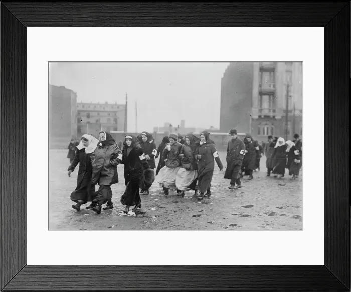 Framed Print : Russian nurses going to funeral, between 1914 and c1915. Creator: Bain News Service Framed Print : Russian nurses going to funeral, between 1914 and c1915. Creator: Bain News Service