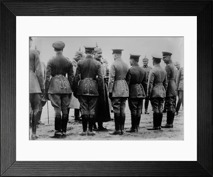 Framed Print : Kaiser giving iron cross to aviators, between 1914 and c1915. Creator: Bain News Service Framed Print : Kaiser giving iron cross to aviators, between 1914 and c1915. Creator: Bain News Service