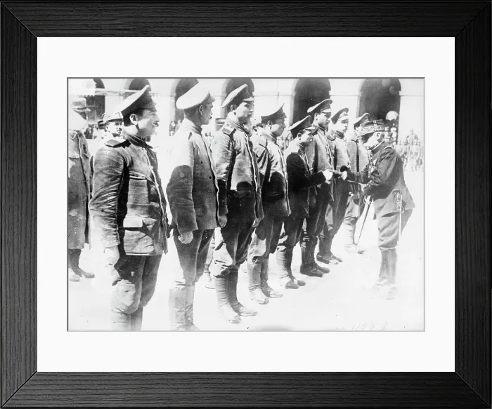 Framed Print : Gen. Cousin decorating Russians, 1915. Creator: Bain News Service Framed Print : Gen. Cousin decorating Russians, 1915. Creator: Bain News Service