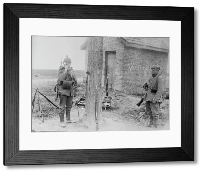 Framed Print : German field telephone, 1914. Creator: Bain News Service Framed Print : German field telephone, 1914. Creator: Bain News Service