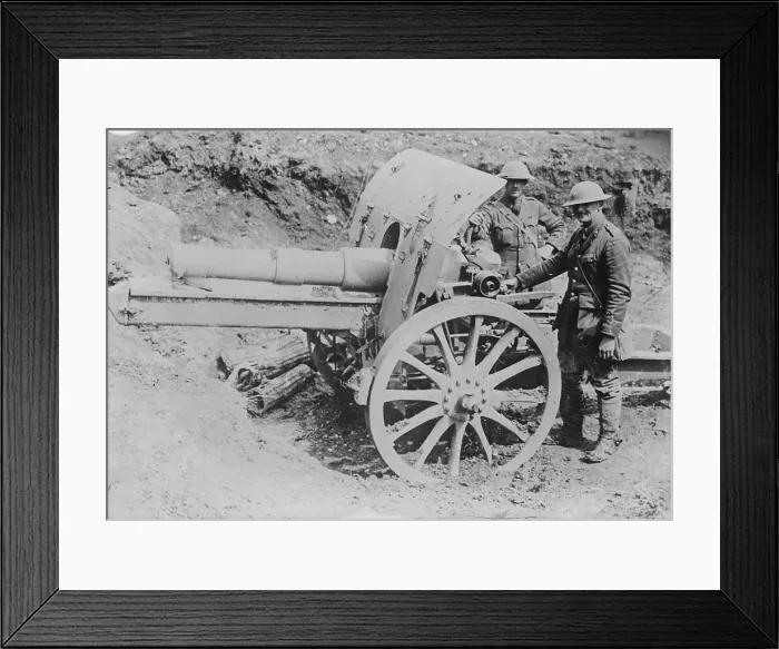 Framed Print : German 5.9 gun captured by British, 13 Feb 1917. Creator: Bain News Service Framed Print : German 5.9 gun captured by British, 13 Feb 1917. Creator: Bain News Service