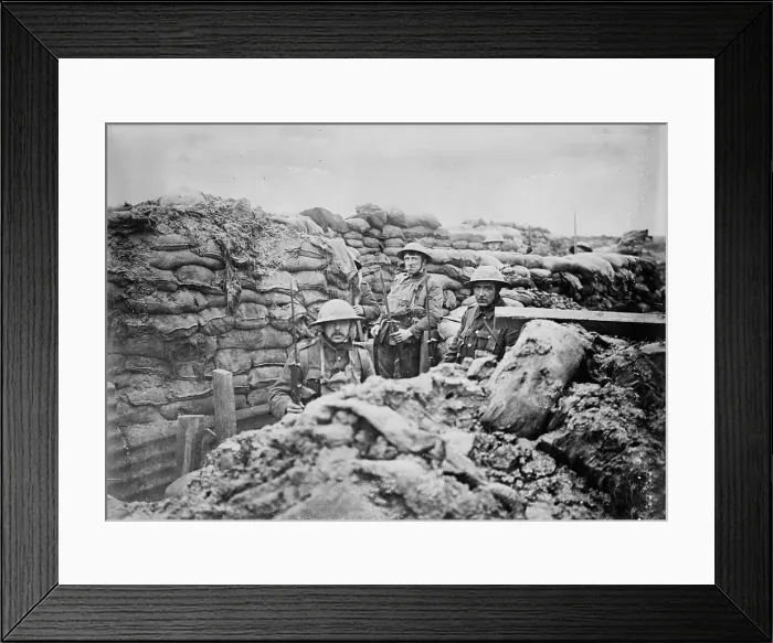 Framed Print : France - in a front line trench, 1917. Creator: Bain News Service Framed Print : France - in a front line trench, 1917. Creator: Bain News Service