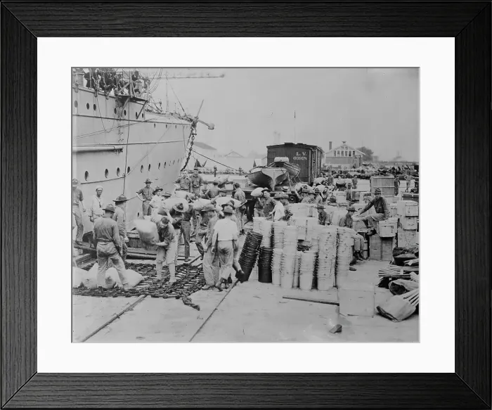 Framed Print : Loading supplies for our army in France, between 1917 and c1920. Creator: Bain News Service Framed Print : Loading supplies for our army in France, between 1917 and c1920. Creator: Bain News Service