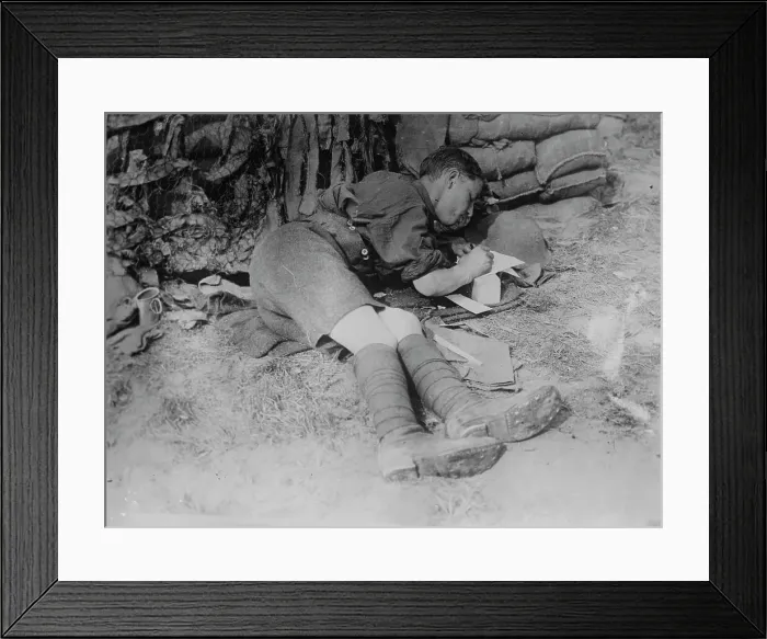 Framed Print : Tommy writing home after battle, 11 Jun 1917. Creator: Bain News Service Framed Print : Tommy writing home after battle, 11 Jun 1917. Creator: Bain News Service