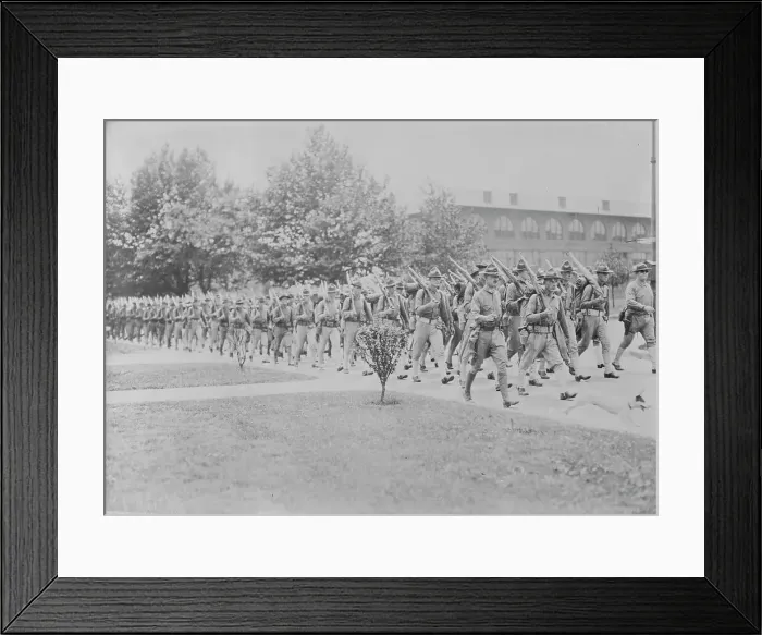 Framed Print : Marines Departing for France, 1917. Creator: Bain News Service Framed Print : Marines Departing for France, 1917. Creator: Bain News Service
