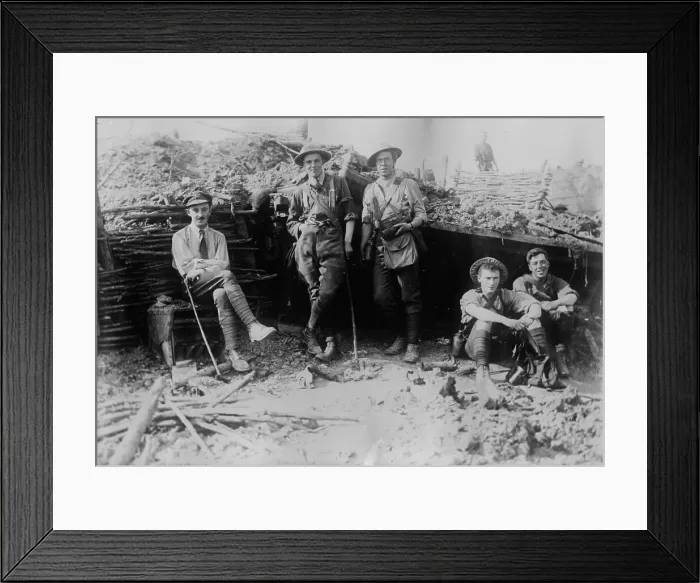 Framed Print : British observers in captured observation post, 6 Jun 1917. Creator: Bain News Service Framed Print : British observers in captured observation post, 6 Jun 1917. Creator: Bain News Service