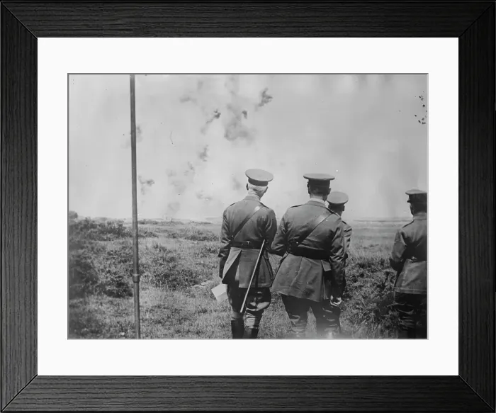 Framed Print : King George V sees trench bombing, 7 Jul 1917. Creator: Bain News Service Framed Print : King George V sees trench bombing, 7 Jul 1917. Creator: Bain News Service