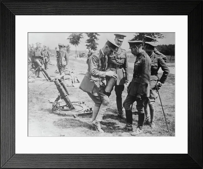 Framed Print : King Geo. studies trench bombs, 7 Jul 1917. Creator: Bain News Service Framed Print : King Geo. studies trench bombs, 7 Jul 1917. Creator: Bain News Service