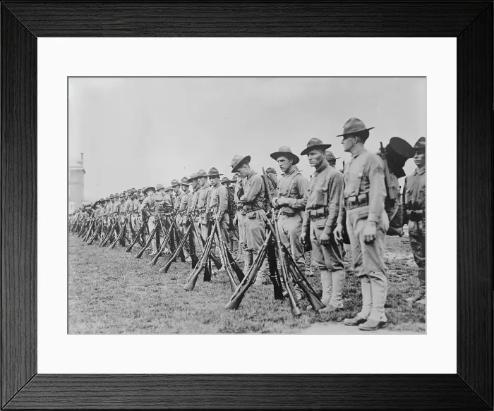 Framed Print : Marines now in France, 1917. Creator: Bain News Service Framed Print : Marines now in France, 1917. Creator: Bain News Service