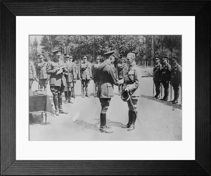 Framed Print : King Geo. decorates French Colonel, 7 Jul 1917. Creator: Bain News Service Framed Print : King Geo. decorates French Colonel, 7 Jul 1917. Creator: Bain News Service