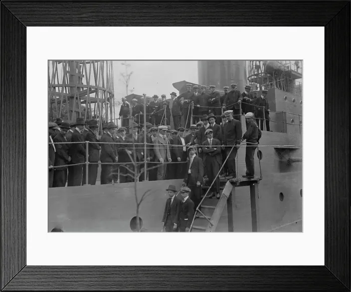Framed Print : Rookies leave U.S.S. Recruit for Newport, 1917. Creator: Bain News Service Framed Print : Rookies leave U.S.S. Recruit for Newport, 1917. Creator: Bain News Service