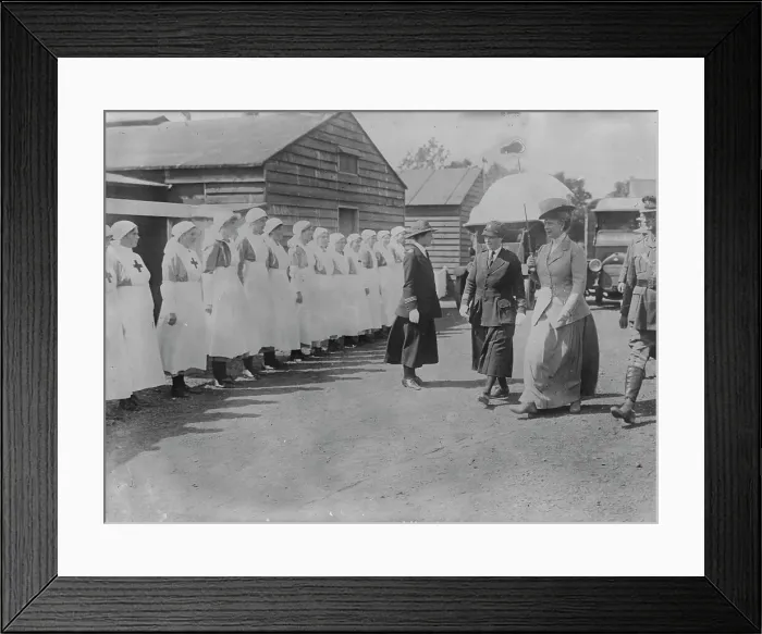 Framed Print : Queen Mary visits ambulance corps, 6 Jul 1917. Creator: Bain News Service Framed Print : Queen Mary visits ambulance corps, 6 Jul 1917. Creator: Bain News Service