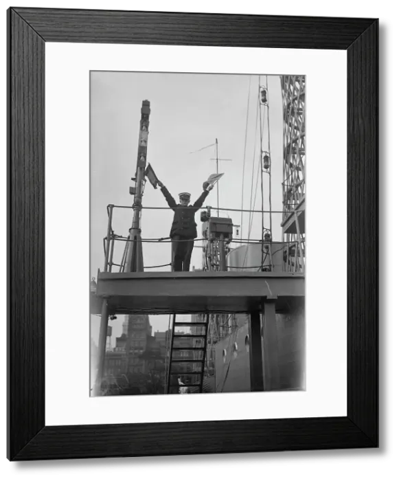 Framed Print : Junior Naval Scout on U.S.S. Recruit, 1917. Creator: Bain News Service Framed Print : Junior Naval Scout on U.S.S. Recruit, 1917. Creator: Bain News Service