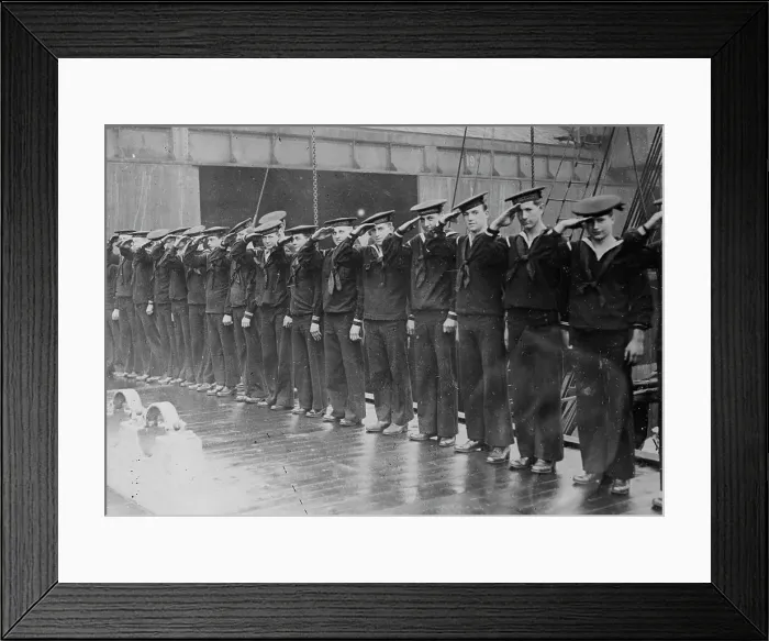 Framed Print : American sailors salute King George, 1917. Creator: Bain News Service Framed Print : American sailors salute King George, 1917. Creator: Bain News Service