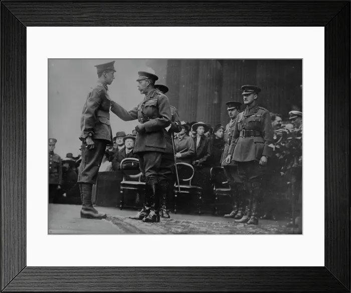 Framed Print : King George confers decorations, 1917. Creator: Bain News Service Framed Print : King George confers decorations, 1917. Creator: Bain News Service