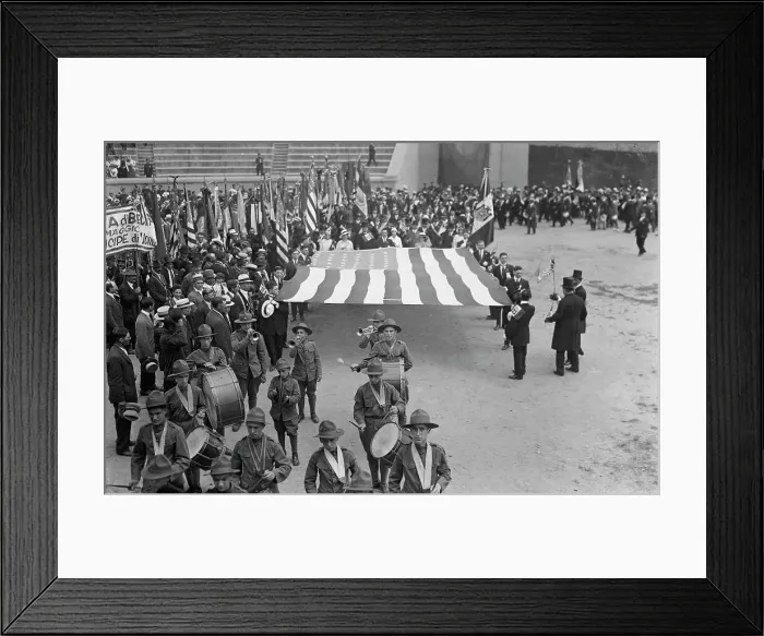 Framed Print : Italians marching into stadium, 23 Jun 1917. Creator: Bain News Service Framed Print : Italians marching into stadium, 23 Jun 1917. Creator: Bain News Service