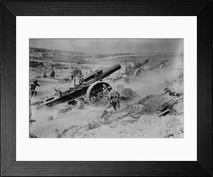 Framed Print : British guns bombard Germans, Aug 1916. Creator: Bain News Service Framed Print : British guns bombard Germans, Aug 1916. Creator: Bain News Service