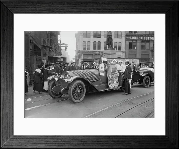 Framed Print : Housewives League car, 1917. Creator: Bain News Service Framed Print : Housewives League car, 1917. Creator: Bain News Service