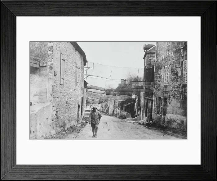 Framed Print : Road near Rheims, camouflage, between c1915 and 1918. Creator: Bain News Service Framed Print : Road near Rheims, camouflage, between c1915 and 1918. Creator: Bain News Service