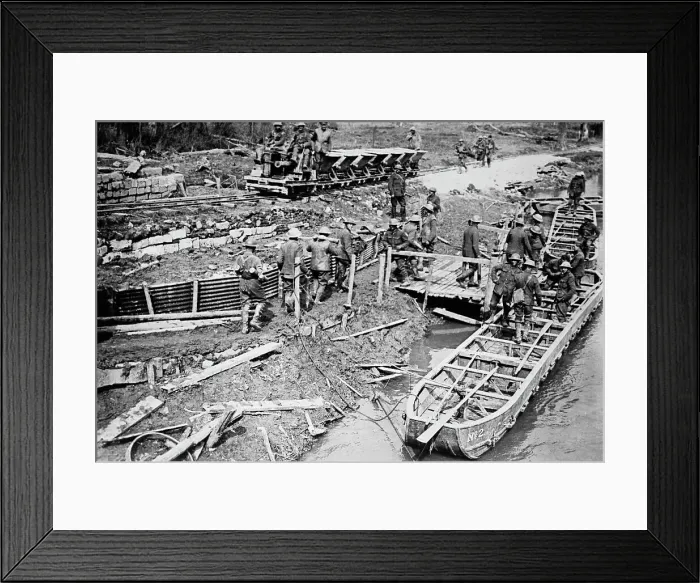Framed Print : British loading pontoon boats with ammunition, 22 Apr 1917. Creator: Bain News Service Framed Print : British loading pontoon boats with ammunition, 22 Apr 1917. Creator: Bain News Service