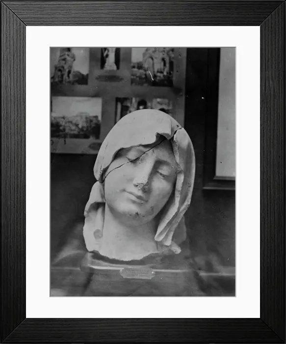 Framed Print : Albert - Head of Virgin in Notre Dame de Brebieres Church, 26 Aug 1918. Creator: Bain News Service Framed Print : Albert - Head of Virgin in Notre Dame de Brebieres Church, 26 Aug 1918. Creator: Bain News Service