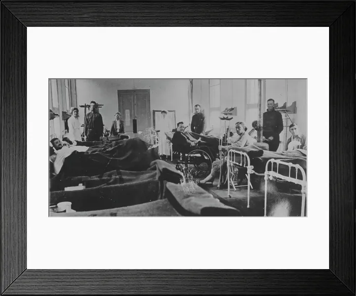 Framed Print : American wounded in base hospital, France, 1917 or 1918. Creator: Bain News Service Framed Print : American wounded in base hospital, France, 1917 or 1918. Creator: Bain News Service